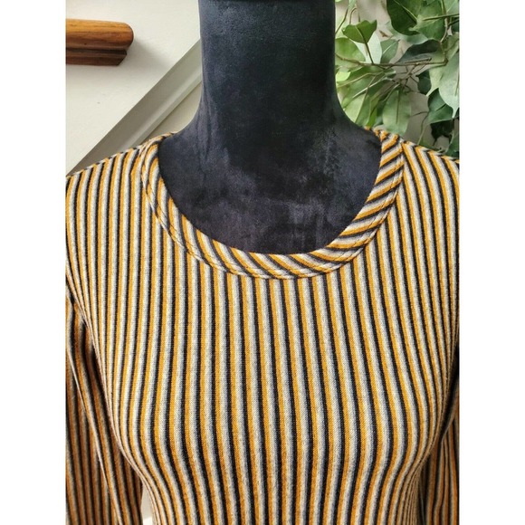 Pinc Women's Brown & Black Polyester Round Neck Long Sleeve Knee Length Dress L - Picture 4 of 11